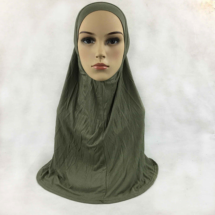 HY016  Plain Mercerized Cotton Jersey Instant Hijab + Jersey Cap Set