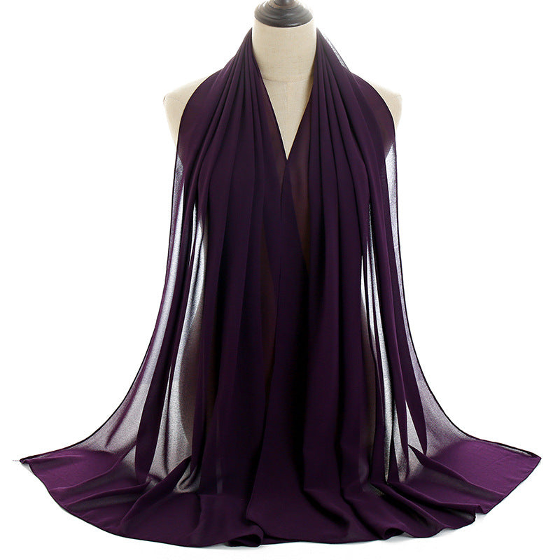 YW016  Plain pearl chiffon hijab