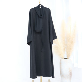 LRDB010+LRDB011  Fashion Print Elegant Cardigan Dress with Hijab Two-Piece Set