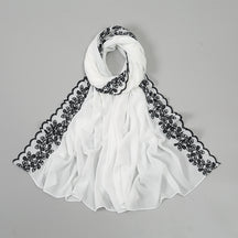 VE139  Stylish Butterfly Embroidered Chiffon Hijab