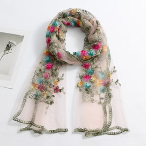 VE154  Nylon Embroidered Breathable Lightweight Hijab
