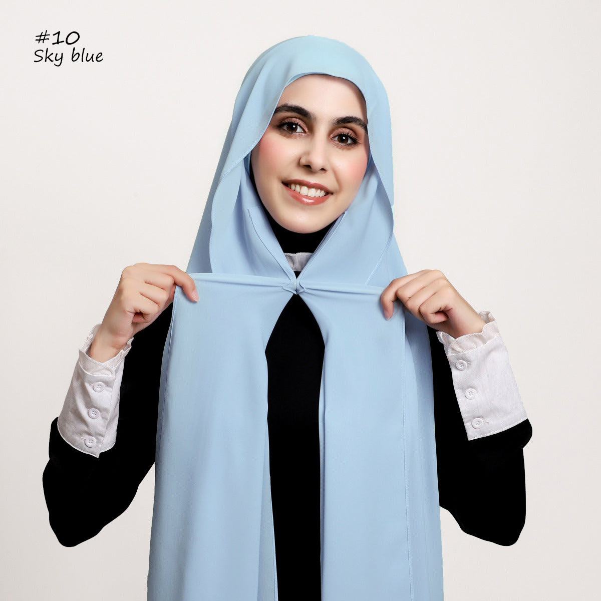 YZ316  Plain Silky Thick Chiffon Hijab with Built-in Magnetic Buckle and Matching Undercap