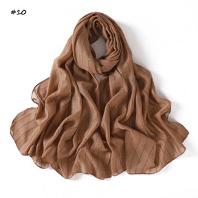 YZ328  Striped Colorful Sequin Cotton Linen Hijab