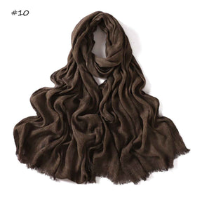 YZ310  Dirt-Washed Crinkled hijab with Raw Edge