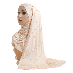 H201 Nail pearl Mercerized cotton plain hijab