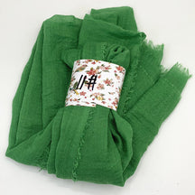 WJ01  Plain Seersucker Crinkle Fringe Edge Large Hijab