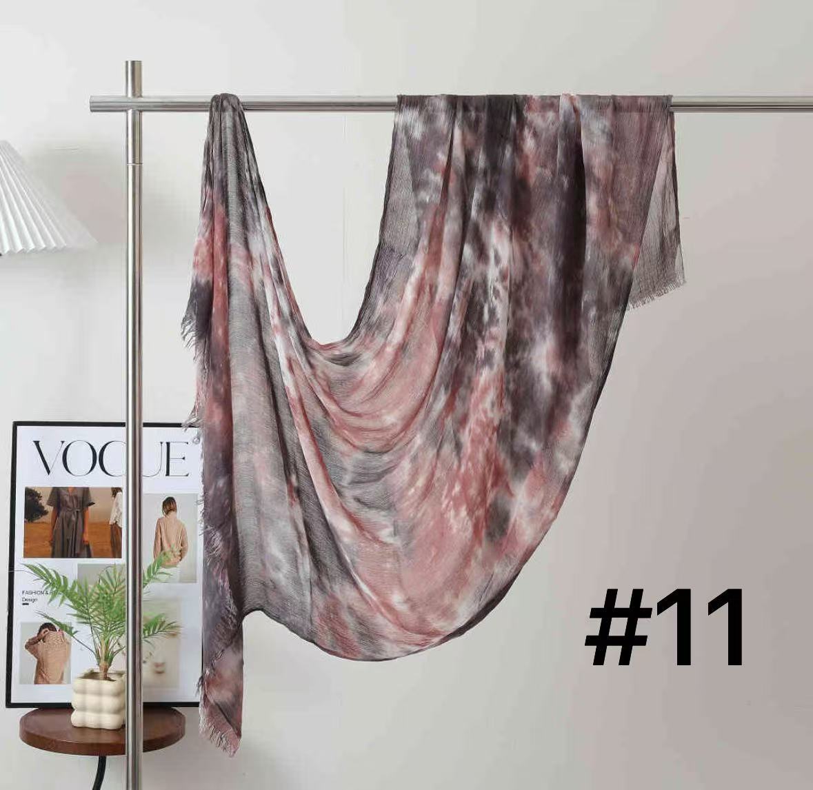 SS008  Modal Dreamy Tie-Dye Short Tassel Crinkle Hijab