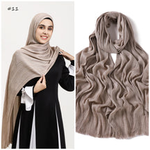 YZ319  Plain Vertical Stripe Modal Crinkle Fringe Hijab