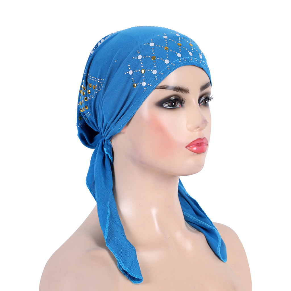 H089 plain hot stamping diamond hijab turban hat