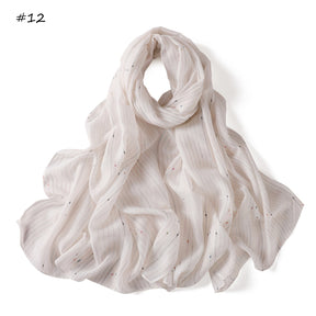YZ340  Plain Striped Color Thread Polyester Hijab