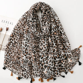 SL2202-009  Women's Ethnic Cotton Linen Feel Scarf with Wheat Ears Tassels