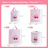 #116-Fine Mesh 3D Handle Pink Car 4 Piece Set （Small Medium Large + Bra Bag）