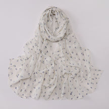 W-0022  Ditsy Floral Printed Pearl Chiffon Hijab