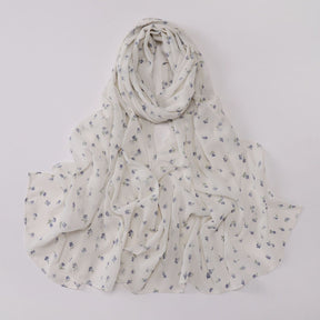 W-0022  Ditsy Floral Printed Pearl Chiffon Hijab