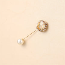 55646  Crystal Brooch with Colorful Zircon Gemstones, Long Pin