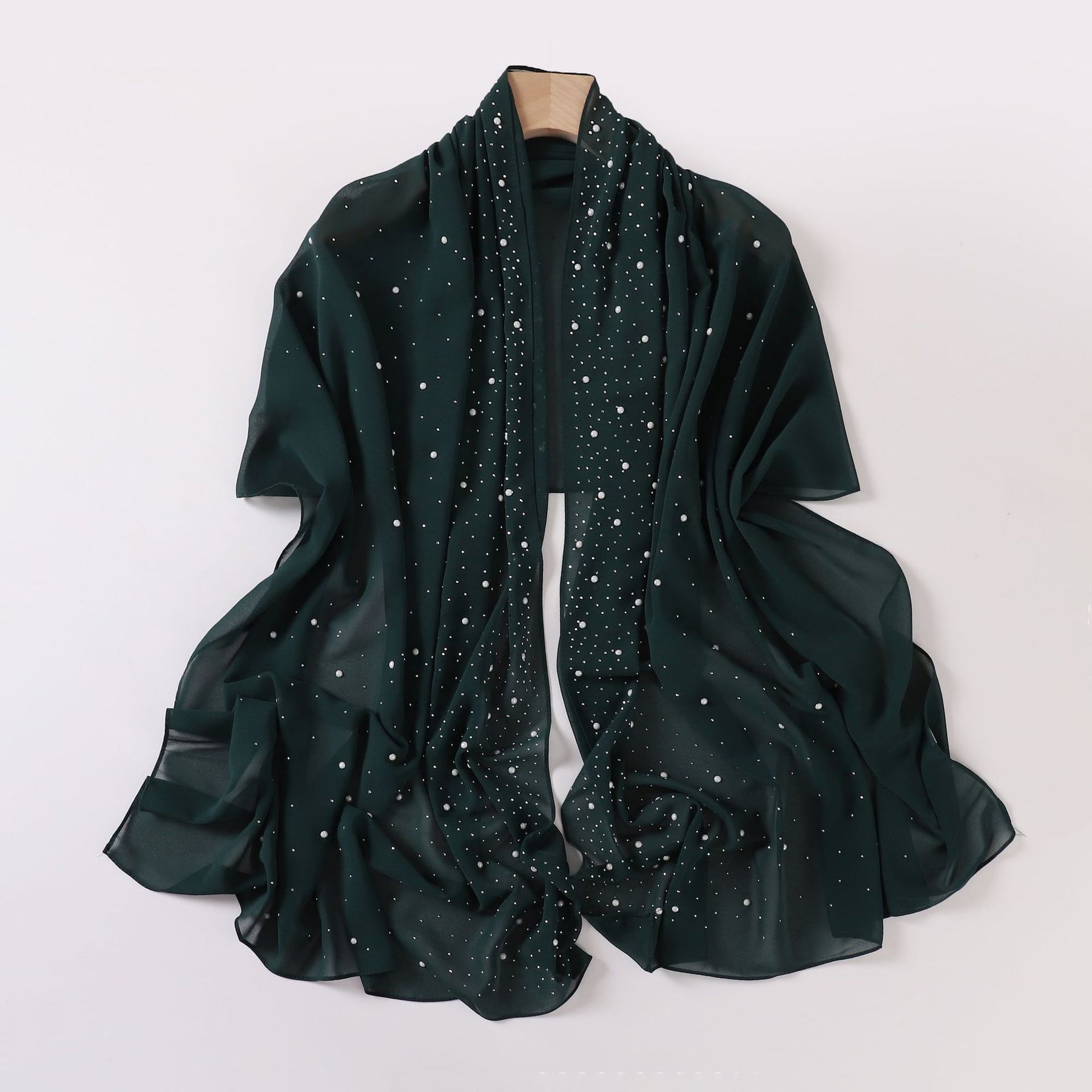 20240406 Pearl Chiffon Ceramic Starry Sky Diamond Long Scarf