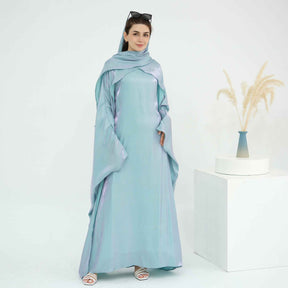LR1028 Plain Beaded Elegant Abaya + Hijab