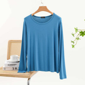 JC001  Crew Neck Modal Long Sleeve Loose Stretch Top