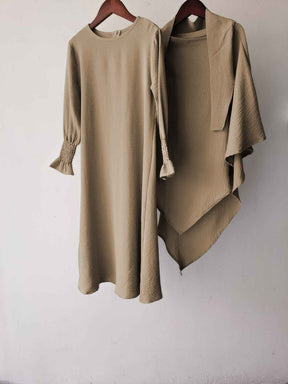 23591 Children's Solid Color Ruffle Dress & Shawl Set