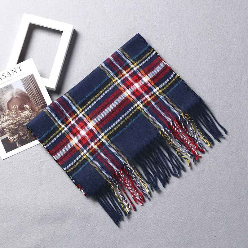 TL-32  Fashion Plaid Faux Cashmere Scarf