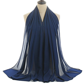 YW016  Plain pearl chiffon hijab