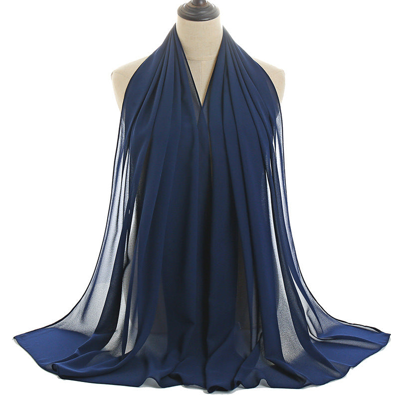 YW016  Plain pearl chiffon hijab