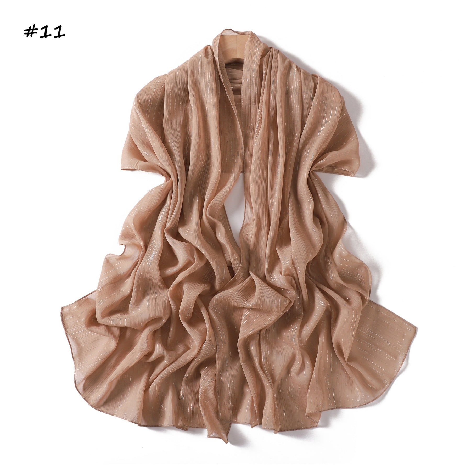 YZ375  Plain Silver Thread Crinkled Chiffon Hijab