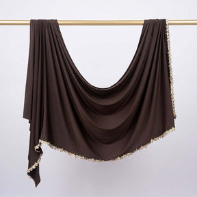 JBHBHB  Elegant Versatile Plain Colorful Embroidered-Edge Liquid Jersey Hijab