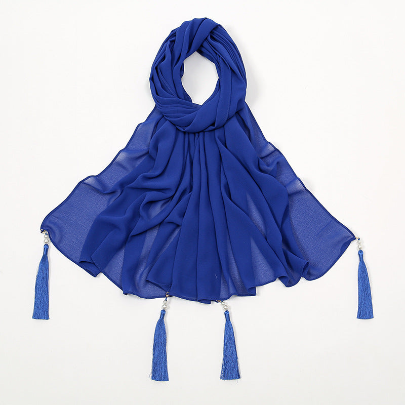 YW016U Fully matched solid color bubble scarf/hijab