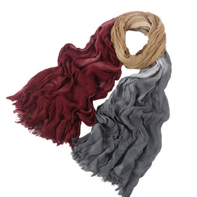 SS009  Modal Tie-Dye Oil Painting Style Two-End Fringed Crinkled Hijab