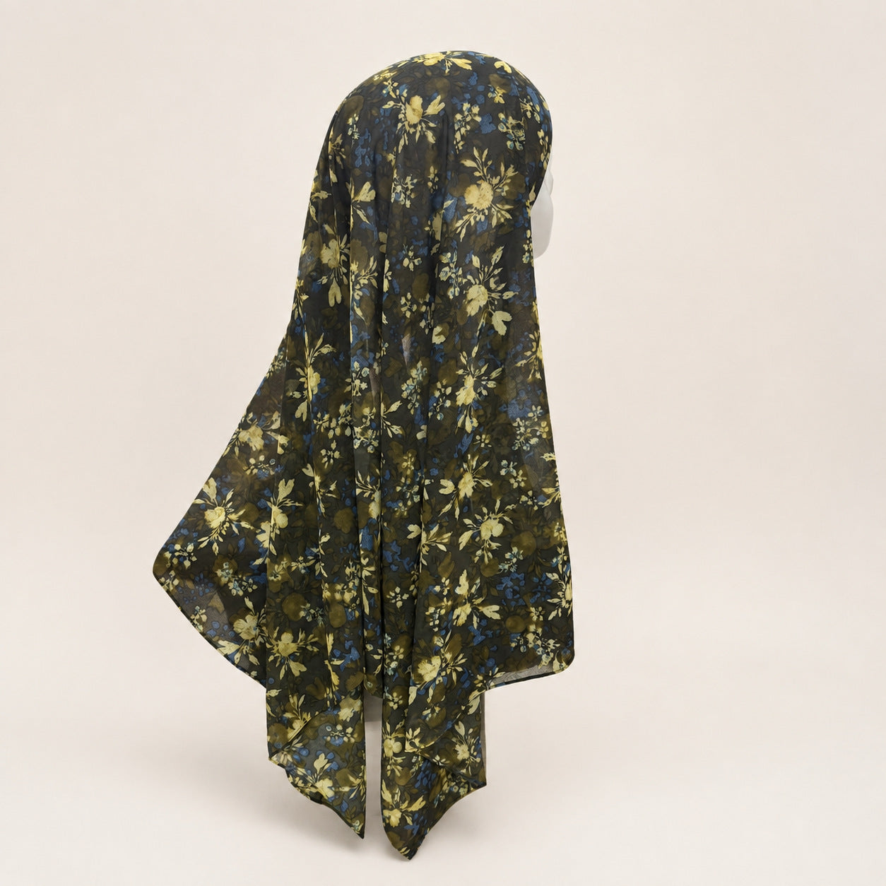 JBXF000  Printed Chiffon Hijab + Attached Tie Back Cap