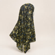 JBXF000  Printed Chiffon Hijab + Attached Tie Back Cap