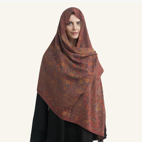 WJ005  Faux Cashmere Paisley Embroidered Tassel Scarf