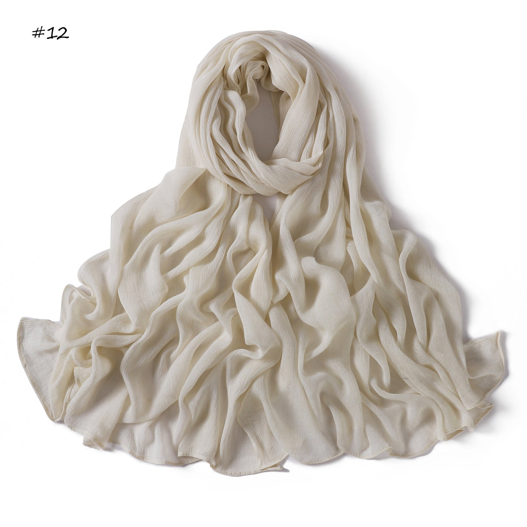 YZ322  Plain Washed-Dye Modal Crinkle Rolled-Edge Hijab