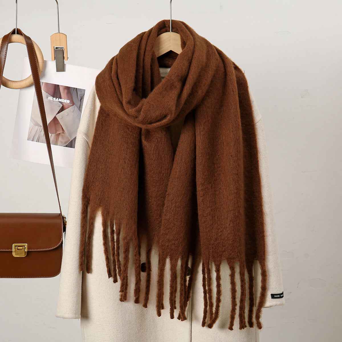DJ004  Winter Warm Scarf - Plain & Elegant Tassels