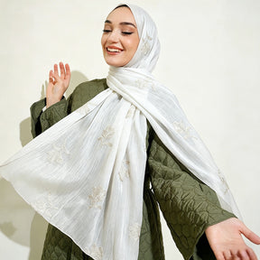 WJ103  Sea Island Silk Embroidered Sun Protection Hijab