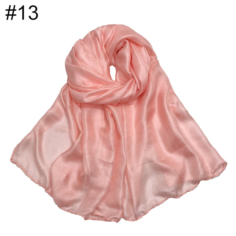 ND479 Linen Solid Color Faux Silk Soft Turban Shawl Scarf