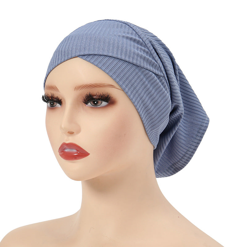 MSL028 Fashion bottom hat threaded cotton solid color headscarf