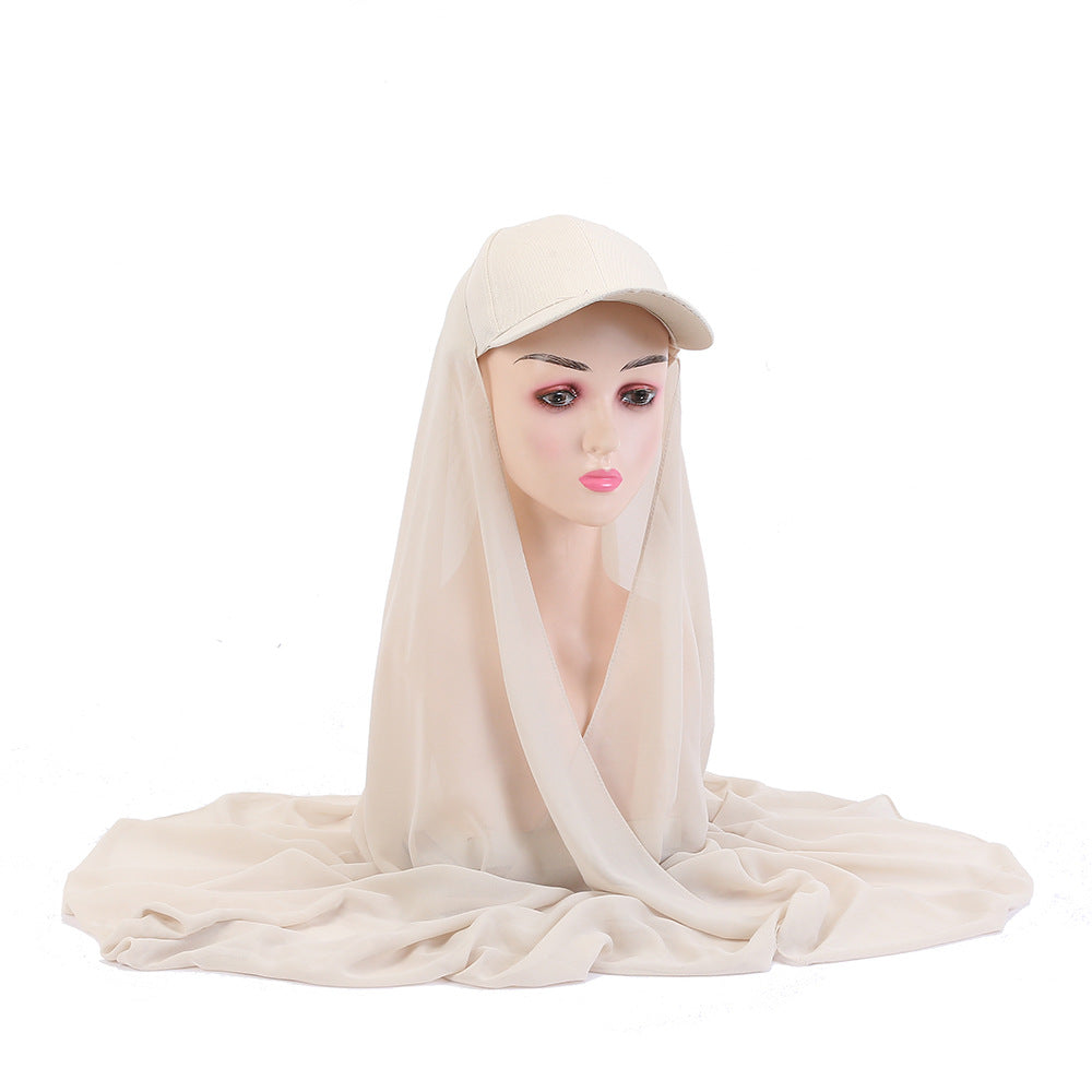 JM08  Sunscreen shawl headband new style pearl chiffon cap one-piece fashion shawl scarf