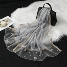MZ070,71,72  Organza Pearl-Studded Women’s Sun Protection Scarf