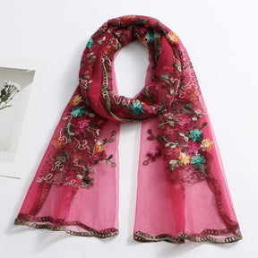 VE154  Nylon Embroidered Breathable Lightweight Hijab