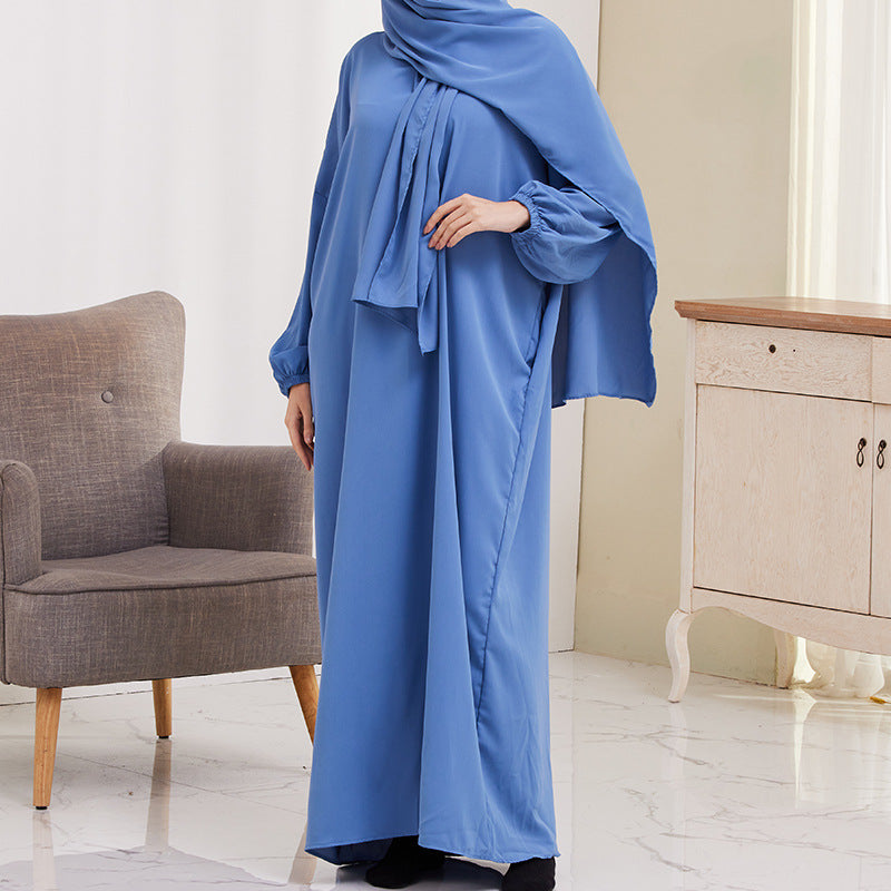 XG2057 solid color muslim abaya dress with hijab