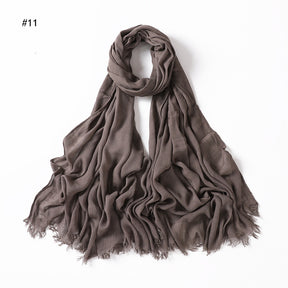 YZ28 Women's pleated solid color rayon two-end shawl breathable soft scarf