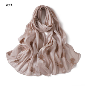 YZ330  Plain Sea Island Silk Embroidered Satin Hijab