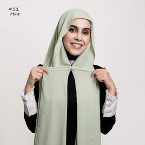 YZ316  Plain Silky Thick Chiffon Hijab with Built-in Magnetic Buckle and Matching Undercap