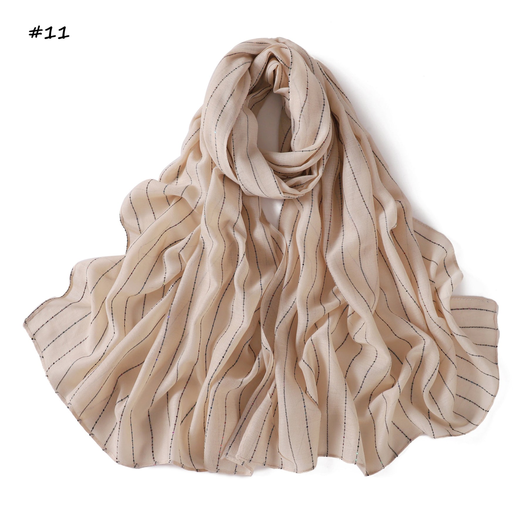 YZ328  Striped Colorful Sequin Cotton Linen Hijab
