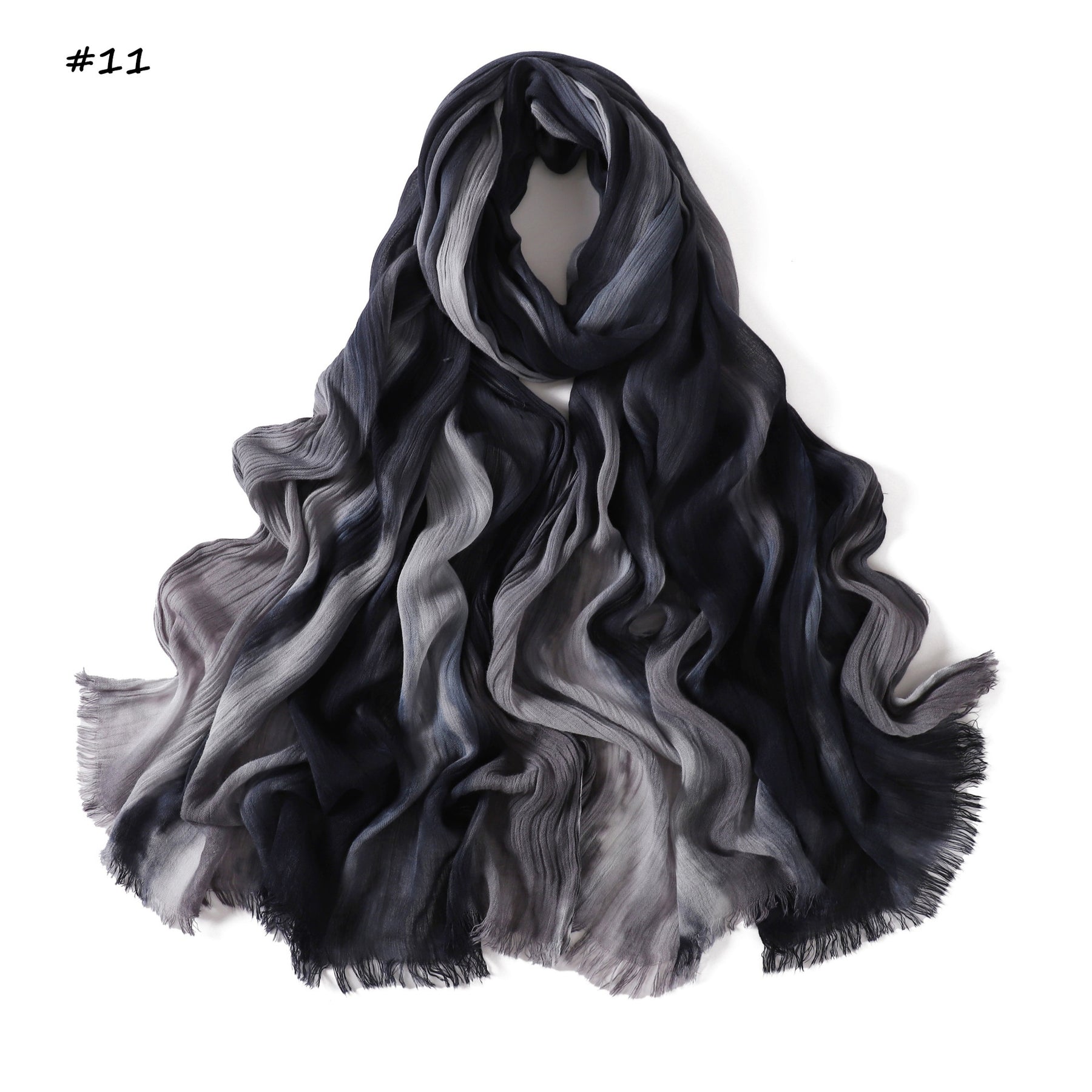 YZ331  Gradient Viscose Crinkle Long Hijab Lightweight Breathable