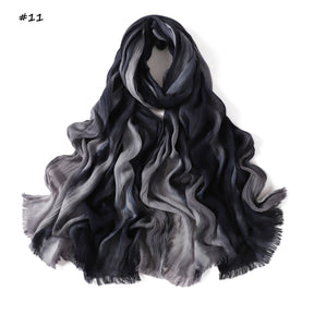 YZ331  Gradient Viscose Crinkle Long Hijab Lightweight Breathable