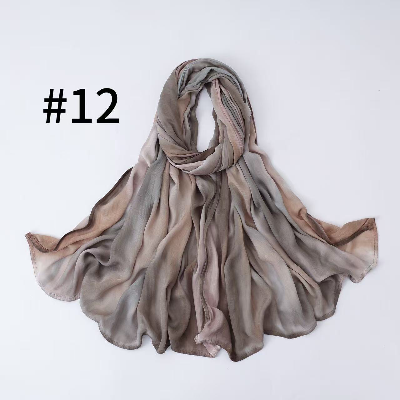 SS010 Breathable Sun-Protective Modal Tie-Dye Crinkled Hijab