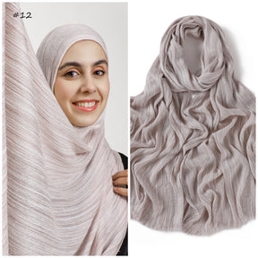 YZ319  Plain Vertical Stripe Modal Crinkle Fringe Hijab